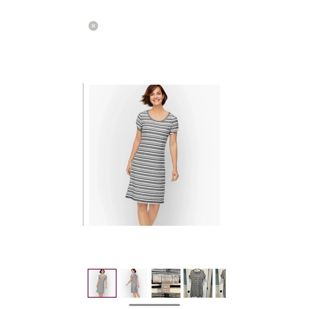 T for Talbots Black & White Striped Dress. Size Medium. NWOT.